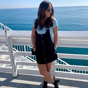 Black denim overall dress